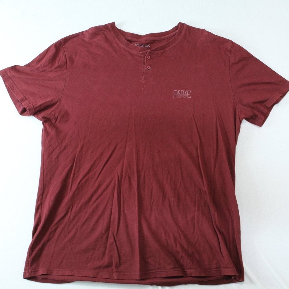 Active Shirt R/S Men Red Short Sleeve  Crew Neck Casual Size XXL